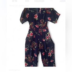 Coastal grandma Cottagecore GAP Navy Floral jumpsuit wide legs size 0